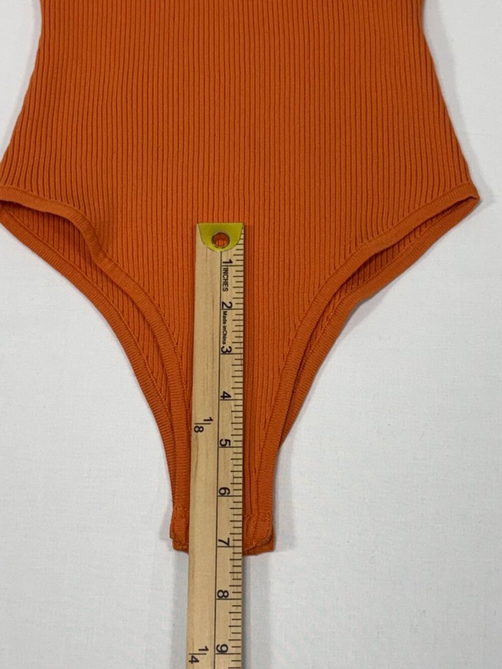 Happily Grey Burnt Orange Ribbed Halter Mock Neck Bodysuit Size S Small - Picture 7 of 9